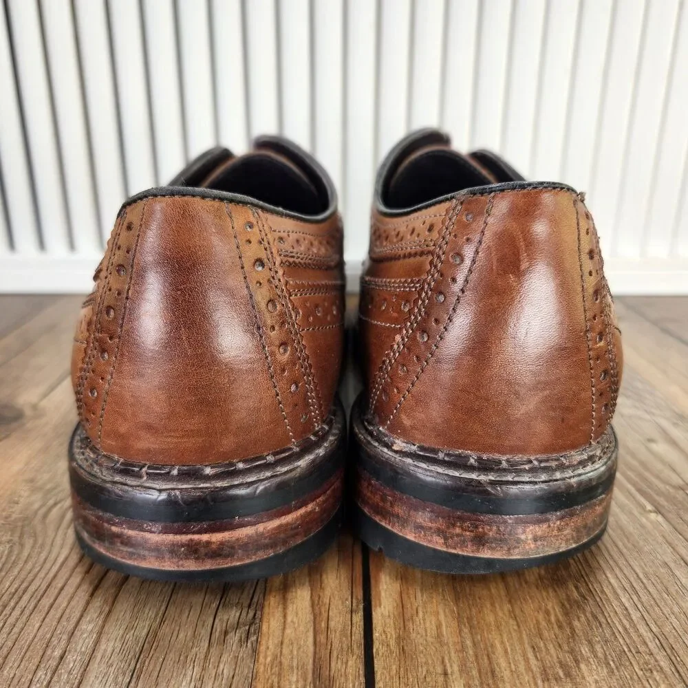 Johnston & Murphy Jennings Wingtip Derby Shoes Mens 11 M Brown Sheepskin Leather
